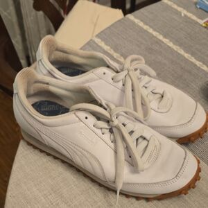 Puma White Sneakers with Brown Sole